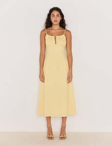 MINK PINK GIGI BIAS MIDI DRESS - BUTTER YELLOW