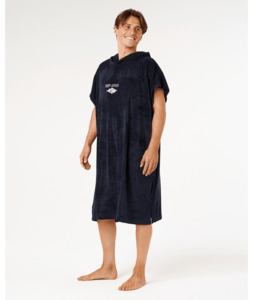 Accessories: RIP CURL CLASSIC SURF HOODED TOWEL - BLACK/OFF WHITE