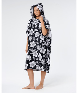 RIP CURL MIXED HOODED TOWEL - BLACK/WHITE