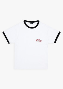 AFENDS DROP ZONE BOXY RINGER TEE - WHITE