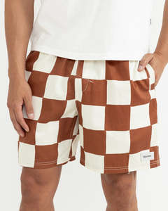 Mens: RHYTHM RHUMBA CHECK JAM - BROWN