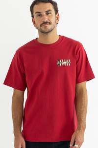Mens: RHYTHM POOLROOM VINTAGE SS T-SHIRT - MERLOT
