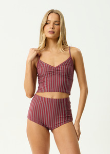 Womens: AFENDS LEDGER TANKINI - BURGUNDY STRIPE