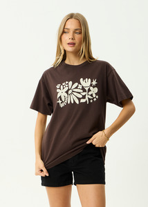 AFENDS GARDEN VARIETY OVERSIZED TEE - COFFEE
