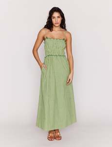 MINK PINK CAPRI MIDI DRESS - GREEN STRIPE