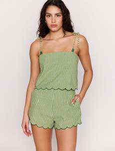 MINK PINK CAPRI TIE SHOULDER CAMI - GREEN STRIPE