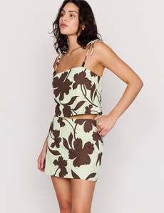 Womens: MINK PINK ESME MINI SKIRT - CHOCOLATE FLORAL