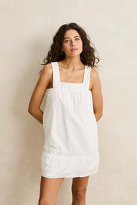 RHYTHM BRODERIE LACE MINI DRESS - WHITE