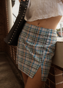Skirts: AMELIE CHECK MINI SKIRT - MULTI