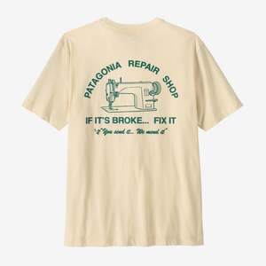 Mens: PATAGONIA REPAIR SHOP T-SHIRT - UNDYED NATURAL