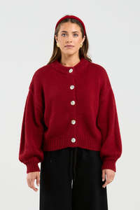 Womens: CHLOE CARDIGAN - DEEP RED