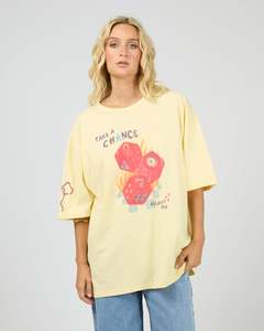 Womens: ALL ABOUT EVE SNAKE EYES OVERSIZED TEE - YELLOW