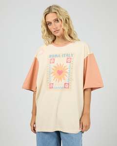ALL ABOUT EVE POSTCARDS OVERSIZED TEE - VANILLA