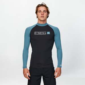 O'NEILL REACTOR BLOCK UV LS RASH VEST - BLACK/DEEP TEAL