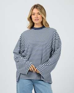 Tops: ALL ABOUT EVE PALOMA LS STRIPE TEE - NAUTICAL