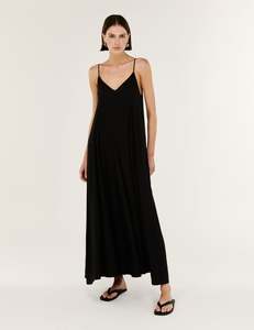 Dresses: STAPLE THE LABEL SEREN V NECK MAXI DRESS - BLACK
