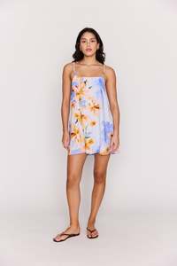 MINK PINK SUNSPELL KNOT STRAP MINI DRESS - WATERCOLOUR FLORAL