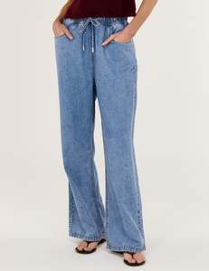 W Pants: STAPLE THE LABEL RAE RELAXED CHAMBRAY PANTS - LIGHT DENIM