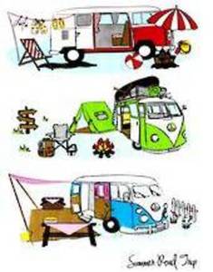 Tea towel SUMMER ROAD TRIP with VW camper print - Moutere Caravans