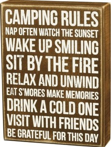Wall art, sign CAMPING RULES - Moutere Caravans