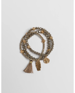 Bracelets: Stella + Gemma - Set of 3 smoky quartz bead bracelets
