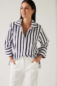 Shirts: Tuesday Mark Shirt  - Navy Stripe