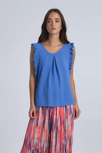 The 50 Rack: Molly Bracken Sleeveless Ruffle Top - Blue