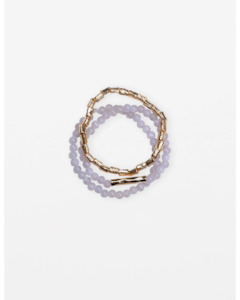 Jewellery: Stella + Gemma - Set of 3 Grey and Gold Beaded Bracelets