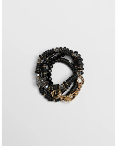 Jewellery: Stella + Gemma - Set of 4 Black and Gold Bead Bracelet