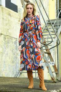 The 50 Rack: Coop Tucker Up Dress - Red/Grey Swirly Wurly