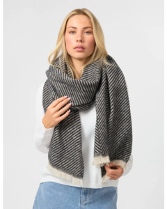 Outerwear: Stella + Gemma Black & Grey Striped Scarf