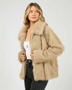 Outerwear: All About Eve Sable Faux Fur Zip Jacket