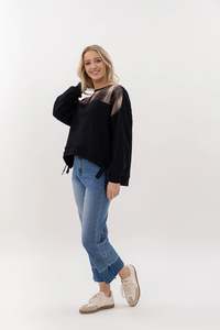 Sweatshirts Hoodies: Mi Moso Kylie Sweat - Plaid Insert