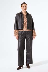 Garcia Leather Look Pants - Night Brown