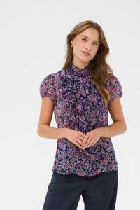As Seen On Charlotte: St Tropez Lilja Blouse - Navy Peony