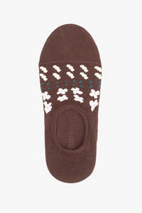 Antler No Show Floral Sock - Chocolate