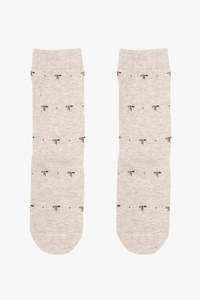 Non Sale: Antler Bow Sock - Oatmilk