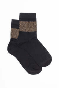 Non Sale: Antler Lurex Band Sock - Midnight Gold