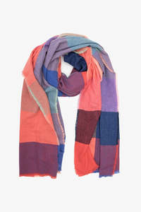 Outerwear: Antler Berry Peach Check Scarf