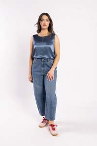 Drama The Label Barrel Leg Jeans - Indigo Blue