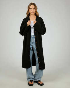 Silent Theory Willow Knit Longline Cardigan - Black
