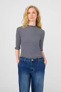 Non Sale: Karen By Simonsen SS Candace Top - Egret/Night Sky Stripe