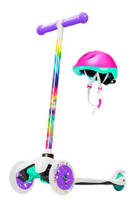 Junior Kids Scooters: MADD GEAR ZIPPER Z1 SCOOTER W/ HELMET TIE DYE
