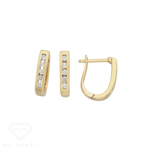 Earrings: 9ct Yellow Gold Diamond Huggie Earrings