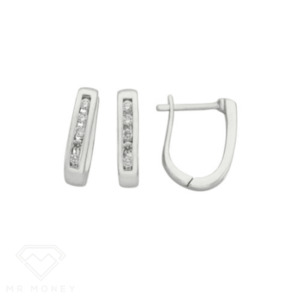 Earrings: 9ct White Gold Diamond Huggie Earrings