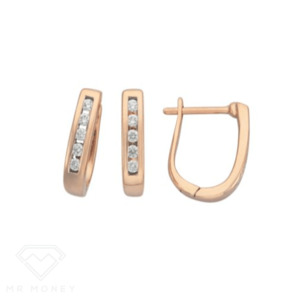 9ct Rose Gold Diamond Huggie Earrings