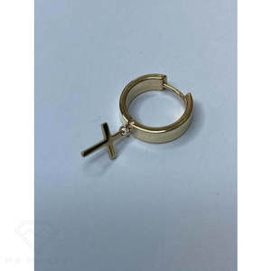 Earrings: 9ct Gold Huggie Cross Earrings