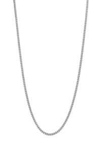 Necklaces: 9ct White Gold Curb Link Chain 51cm