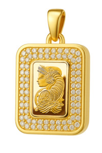 9ct Gold Pamp Bar Petite Pendant With Diamonds