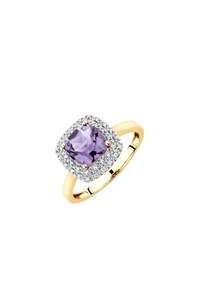 Jewellery: 10ct Gold Amethyst & Diamond Ring